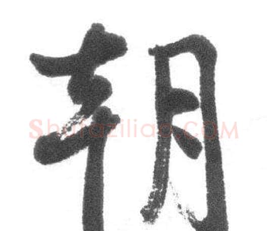 朝字启功毛笔行书书法写法,摘自临八大山人荷上花歌帖