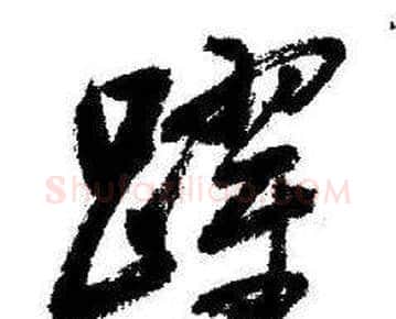 躍字启功毛笔行书书法写法,摘自临苏轼诗文帖