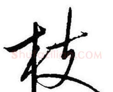 枝字启功毛笔行书书法写法,摘自题画诗