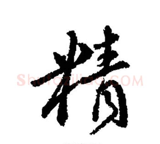 精字傅山毛笔行书书法写法,摘自傅山毛笔行书书法作品