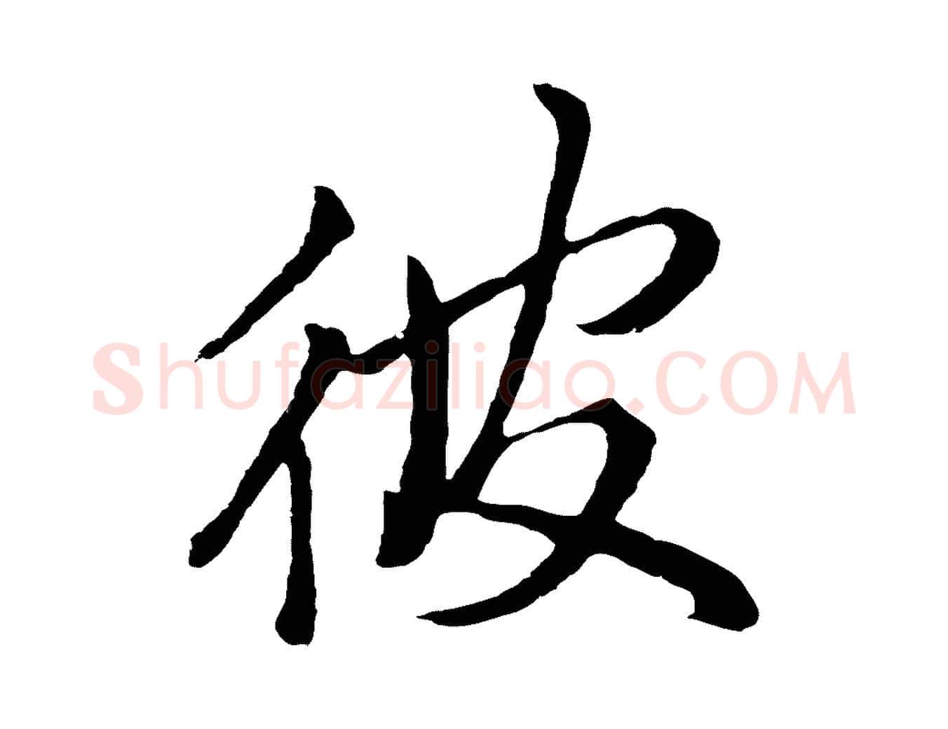 彼毛笔行书写法,摘自明代董其昌仿米南宫
