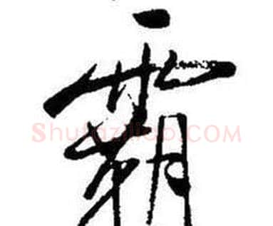 霸字启功毛笔行书书法写法,摘自题画诗