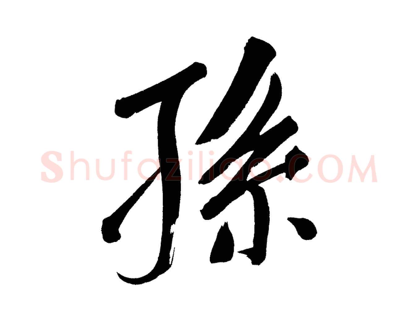 孫毛笔行书写法,摘自明代董其昌传赞上
