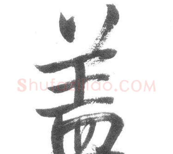 盖字启功毛笔行书书法写法,摘自临八大山人荷上花歌帖