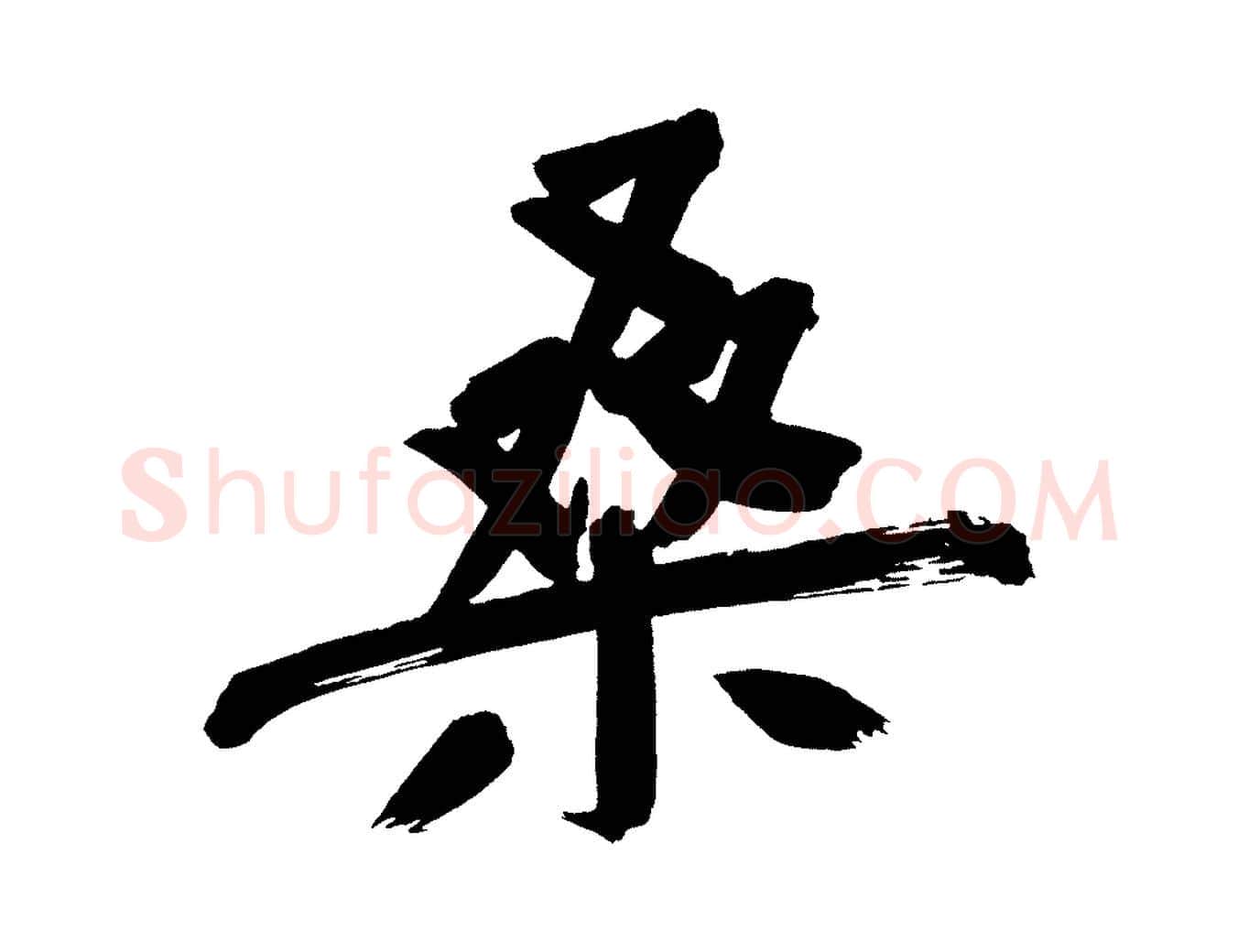桑毛笔行书写法,摘自明代董其昌传赞上