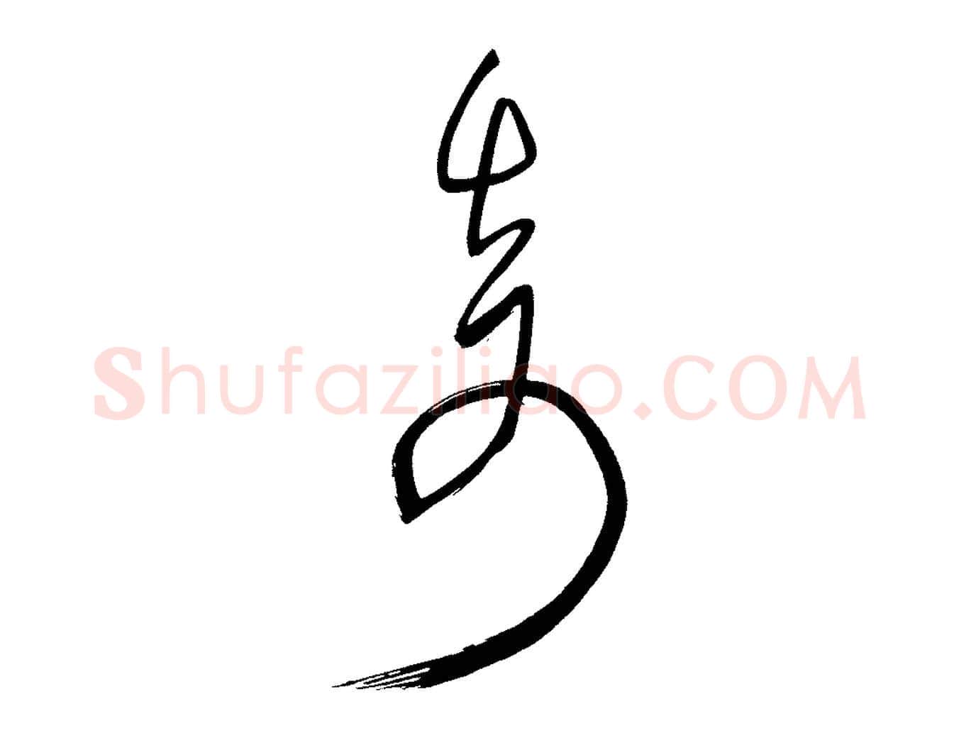 奇毛笔行书写法,摘自明代董其昌传赞下