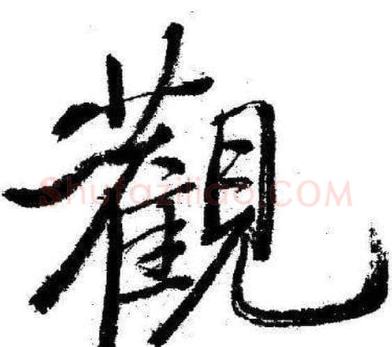 觀字启功毛笔行书书法写法,摘自临苏轼诗文帖