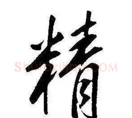 精字康熙毛笔行书书法写法,摘自千字文