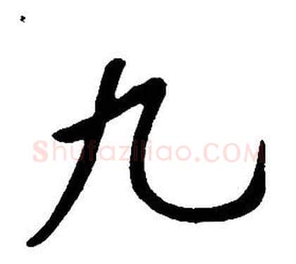 九字康熙毛笔行书书法写法,摘自千字文