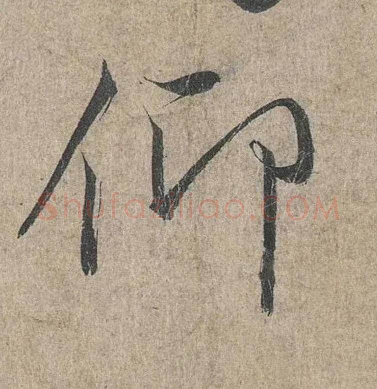 仰毛笔行书写法,摘自兰亭序（冯承素摹本）