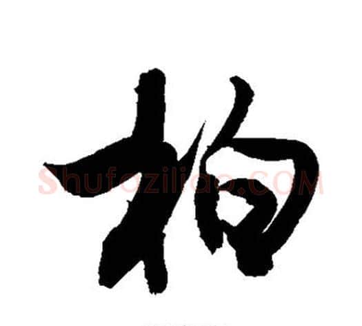 柏字敬世江毛笔行书写法,摘自敬世江毛笔行书作品