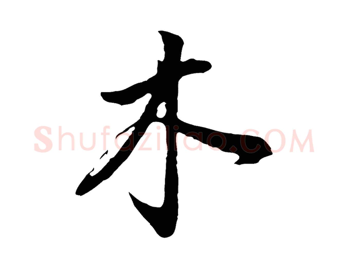 木毛笔行书写法,摘自明代董其昌书古人诗