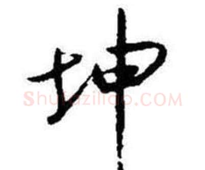 坤字启功毛笔行书书法写法,摘自题画诗