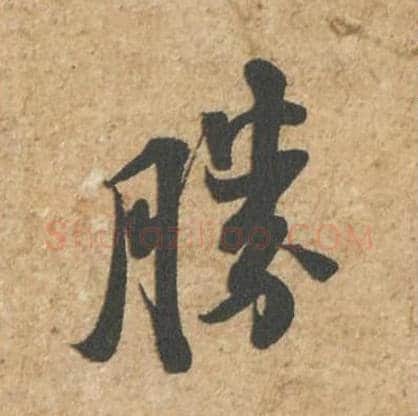 胜毛笔行书的写法_苏轼书法行书胜单字帖图片_摘自归安丘园帖第18字