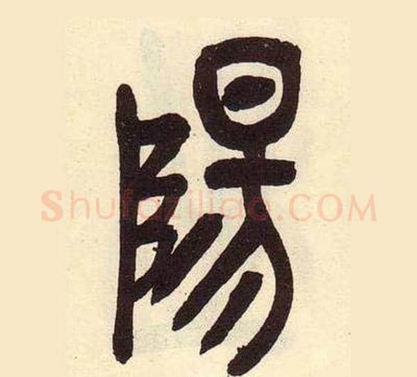 陽字吴昌硕毛笔篆书书法写法,摘自临石鼓文册