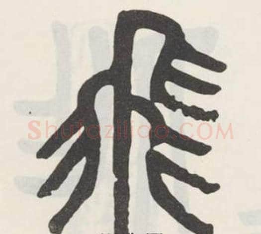 飛字吴大澂毛笔篆书书法写法,摘自白鹤泉铭