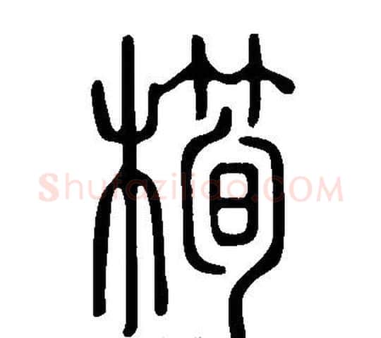 橁字许慎毛笔篆书书法写法,摘自说文解字