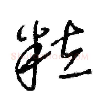 粒硬笔草书写法,摘自王冬龄硬笔书法字帖