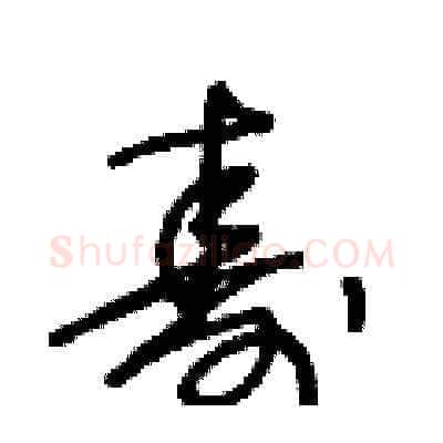 壽硬笔草书写法,摘自王冬龄硬笔书法字帖