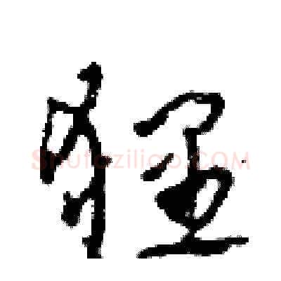 狸硬笔草书写法,摘自田青刚硬笔书法字帖
