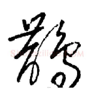 鵲硬笔草书写法,摘自骆恒光硬笔书法字帖