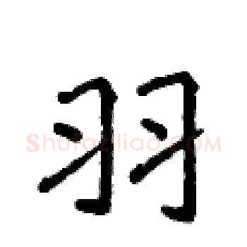 羽硬笔楷书写法,摘自侯登峰硬笔书法字帖