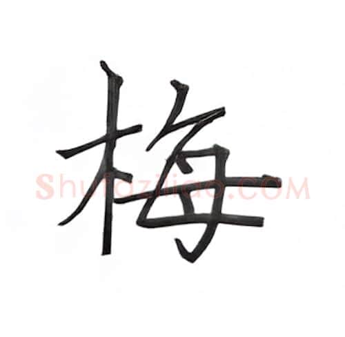 梅硬笔楷书写法,摘自丁永康硬笔书法字帖