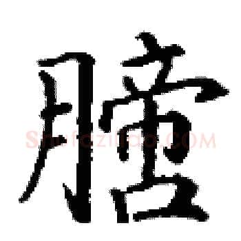 膪硬笔楷书写法,摘自丁谦硬笔书法字帖