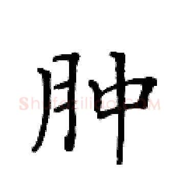 肿硬笔楷书写法,摘自黄华生硬笔书法字帖