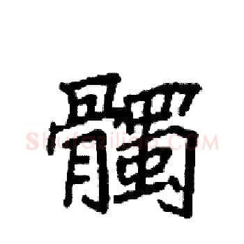 髑硬笔楷书写法,摘自袁强硬笔书法字帖