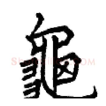 龜硬笔楷书写法,摘自曾庆福硬笔书法字帖