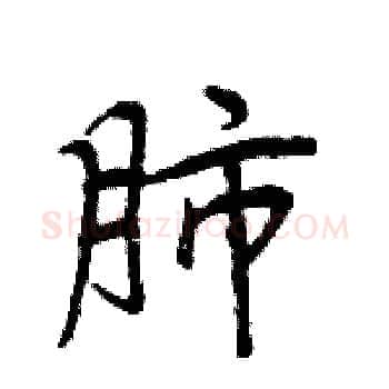 肺硬笔楷书写法,摘自周炳元硬笔书法字帖
