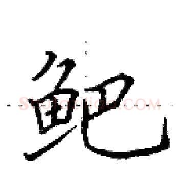 鲃硬笔楷书写法,摘自田英章硬笔书法字帖