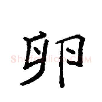 卵硬笔楷书写法,摘自袁强硬笔书法字帖