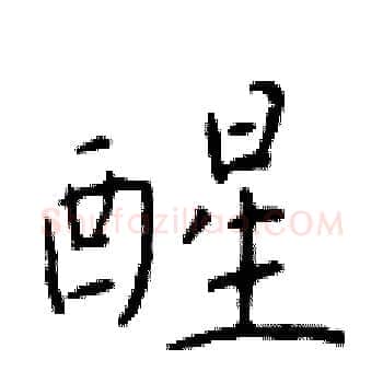 醒硬笔楷书写法,摘自于学仁硬笔书法字帖