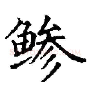 鲹硬笔楷书写法,摘自丁谦硬笔书法字帖