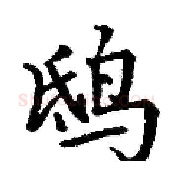 鸱硬笔楷书写法,摘自丁谦硬笔书法字帖