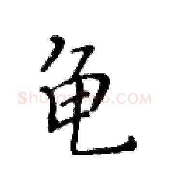 龟硬笔楷书写法,摘自黄华生硬笔书法字帖