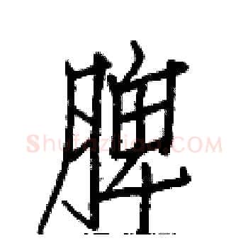 脾硬笔楷书写法,摘自白克俭硬笔书法字帖