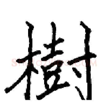 樹硬笔楷书写法,摘自骆恒光硬笔书法字帖