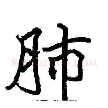 肺硬笔楷书写法,摘自张标硬笔书法字帖