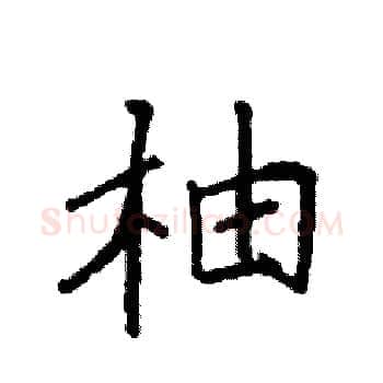柚硬笔楷书写法,摘自袁强硬笔书法字帖