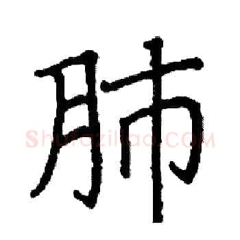 肺硬笔楷书写法,摘自阎锐敏硬笔书法字帖