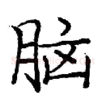 脑硬笔楷书写法,摘自庞中华硬笔书法字帖