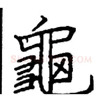 龜硬笔楷书写法,摘自阎锐敏硬笔书法字帖