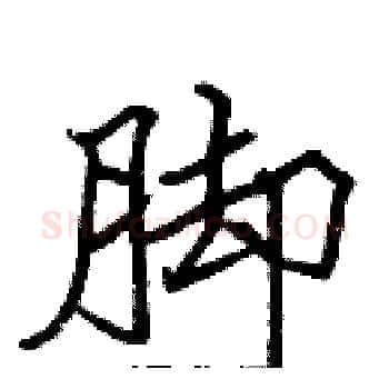 脚硬笔楷书写法,摘自张标硬笔书法字帖