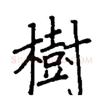樹硬笔楷书写法,摘自阎锐敏硬笔书法字帖