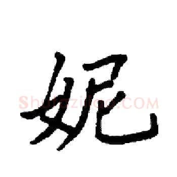 妮硬笔楷书写法,摘自袁强硬笔书法字帖