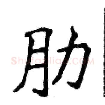 肋硬笔楷书写法,摘自侯登峰硬笔书法字帖