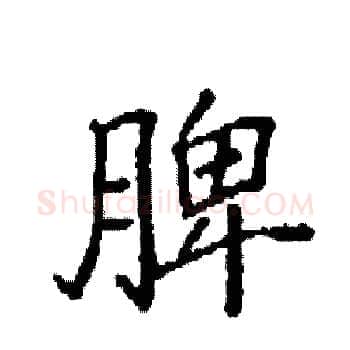 脾硬笔楷书写法,摘自袁强硬笔书法字帖